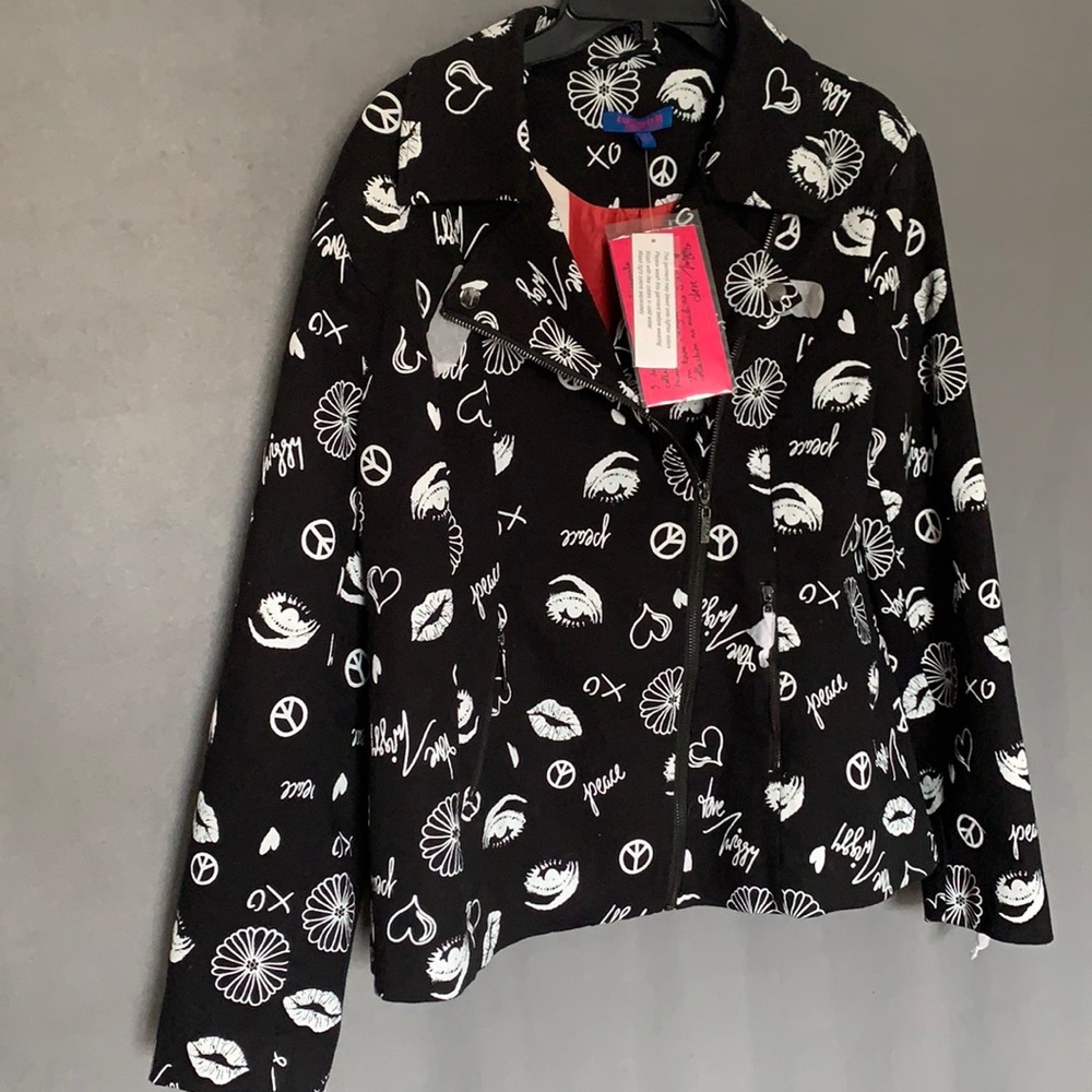 Twiggy London women’s graphic print motto jacket - Picture 1 of 10